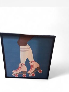 Retro Roller Skates Wall Art Print - Blue & Pink